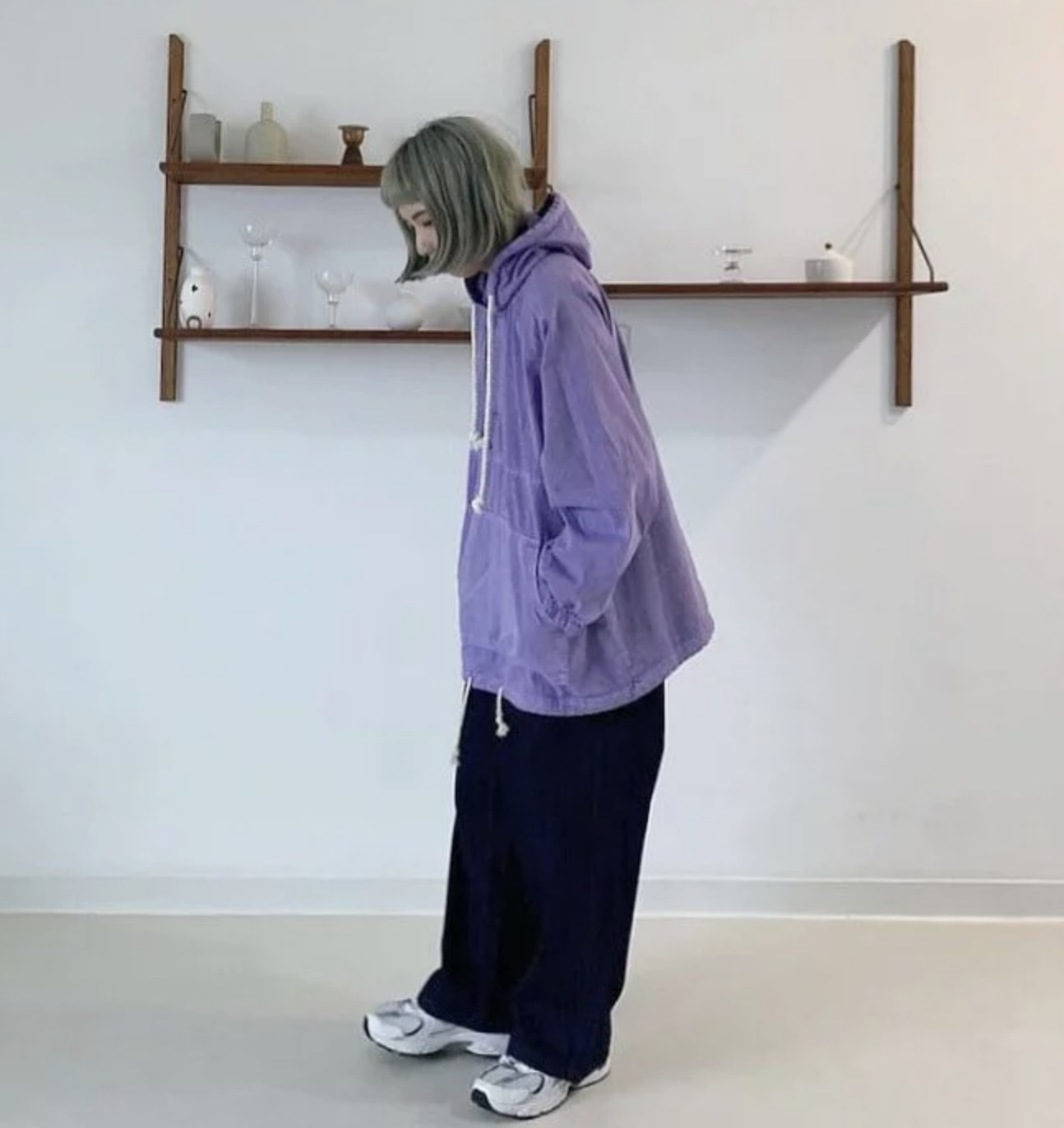 Korea 水洗斜紋布帽T (紫/灰/綠)