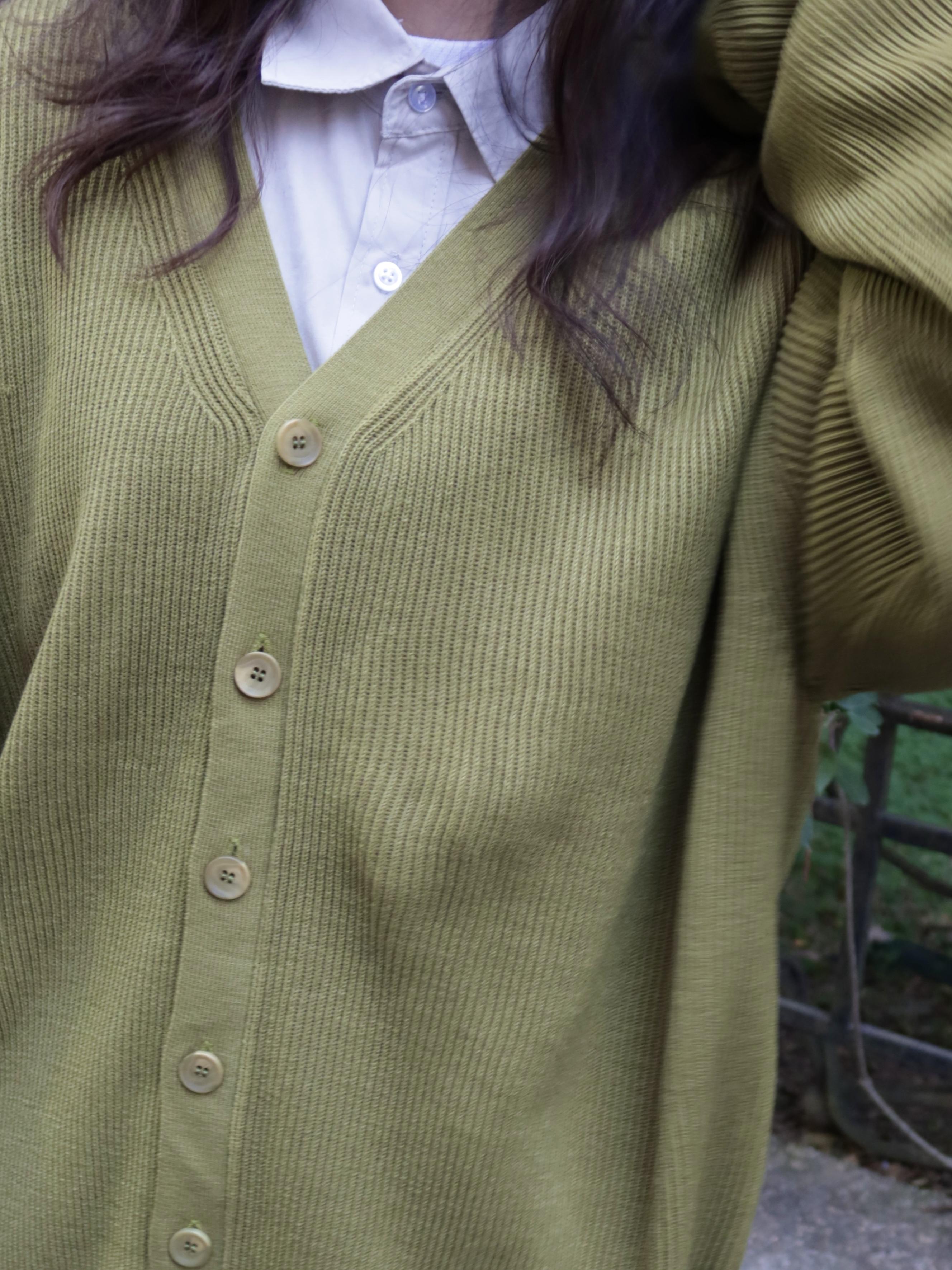 Korea 日系針織大鈕釦開襟外套 (灰/藍/綠)