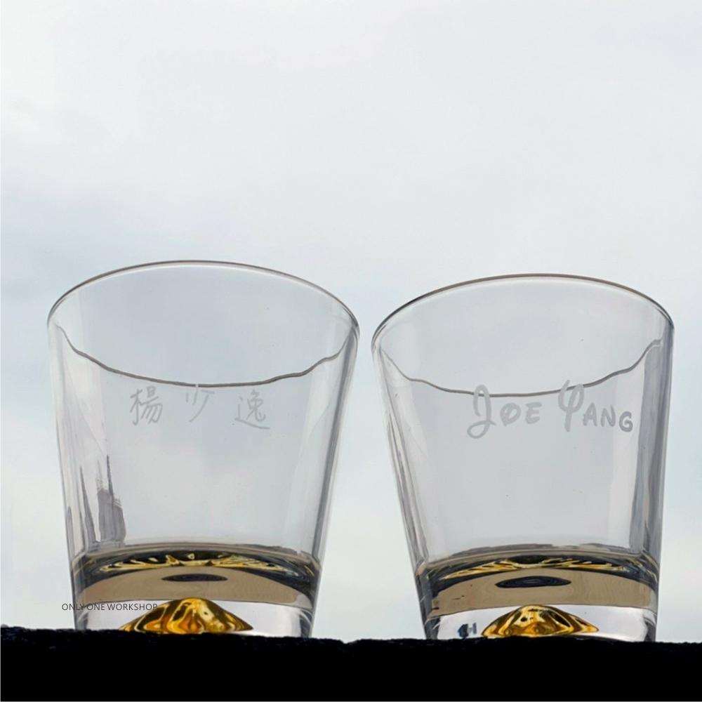 創意刻字威士忌杯 客製化富士山杯 客製玻璃杯刻字 附木盒